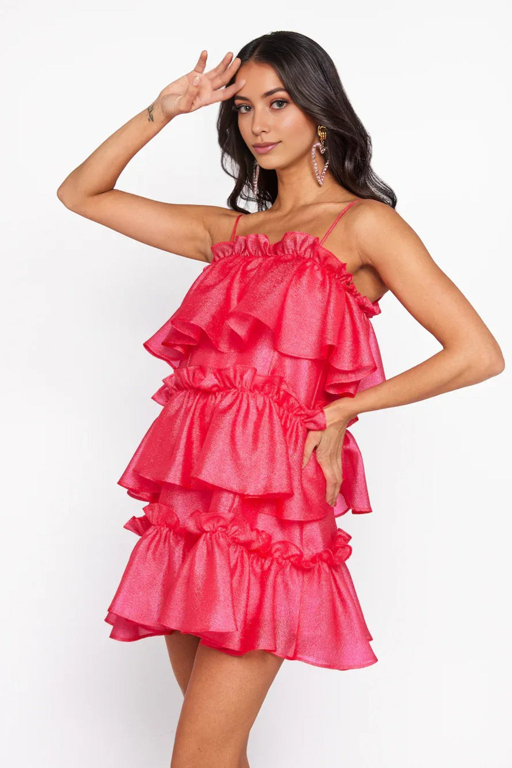 Champagne Towers Mini Dress Hot Pink
