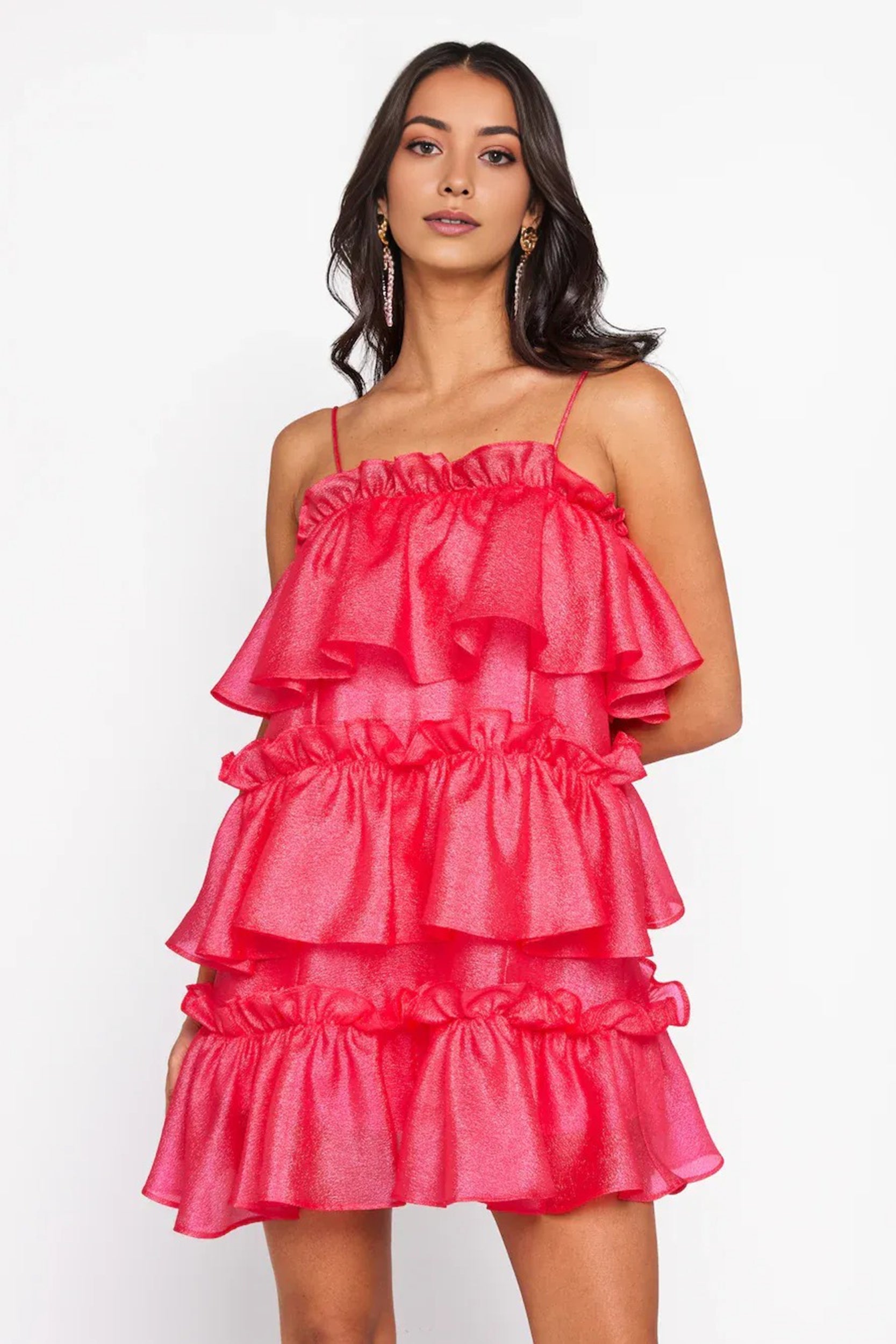 Champagne Towers Mini Dress Hot Pink