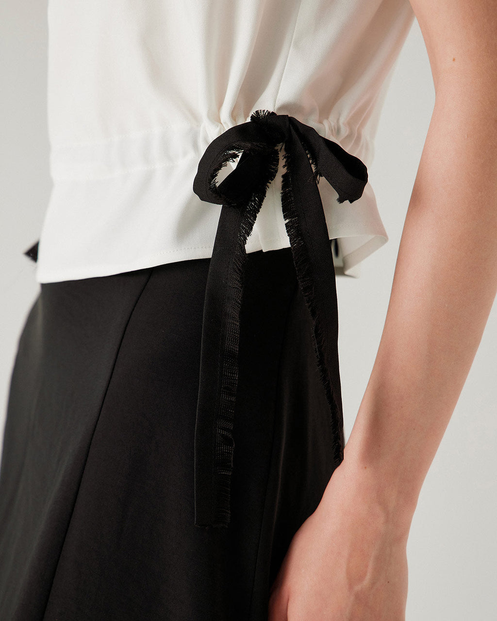 White Contrast Square Neck Tank Top