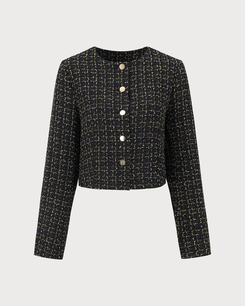 Black Single-Breasted Tweed Jacket