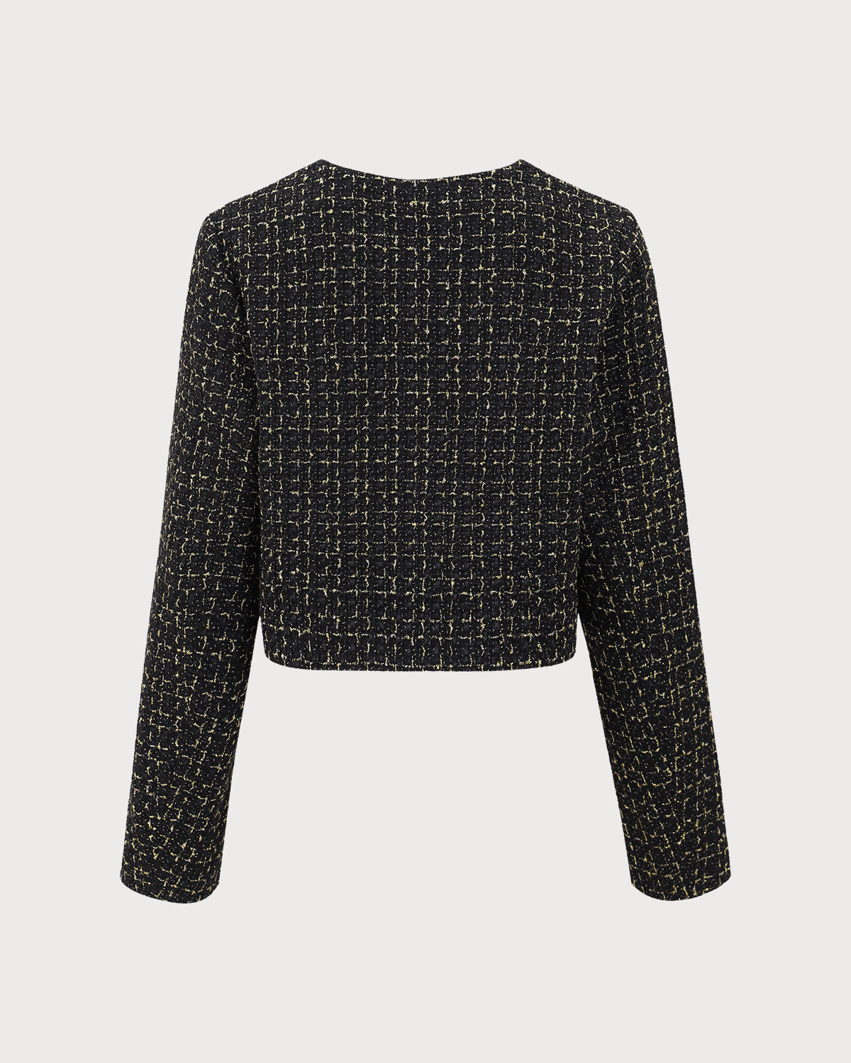 Black Single-Breasted Tweed Jacket