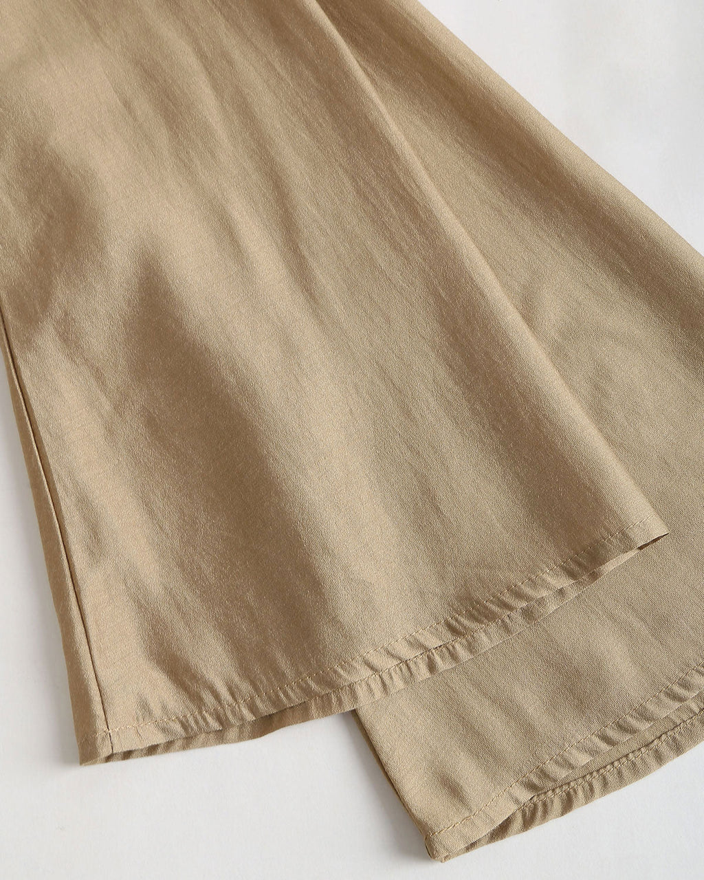 Khaki V Neck Bell Sleeve Shirt