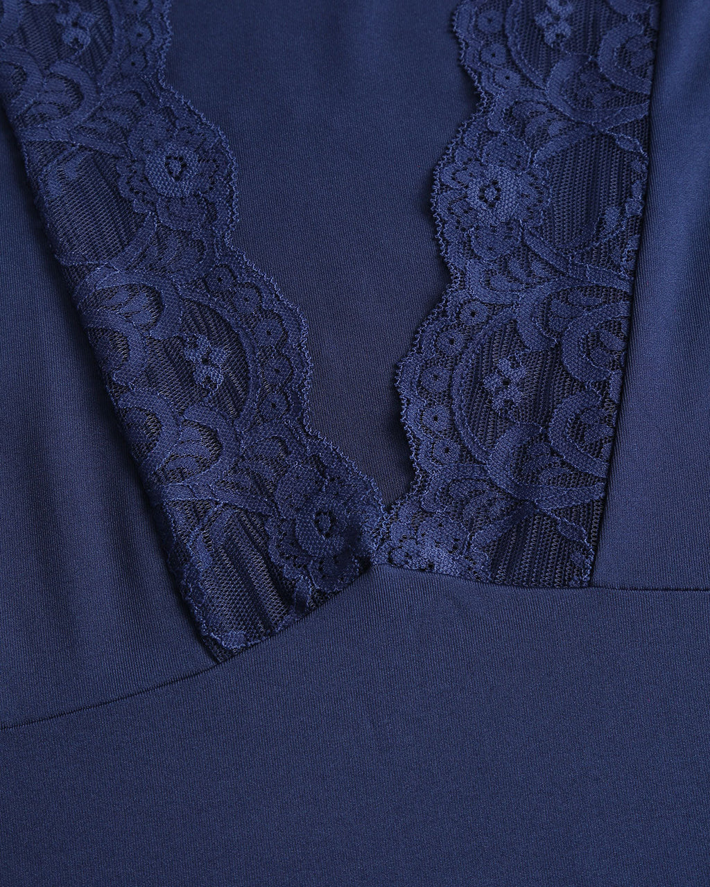 Blue V Neck Lace Bell Sleeve Tee