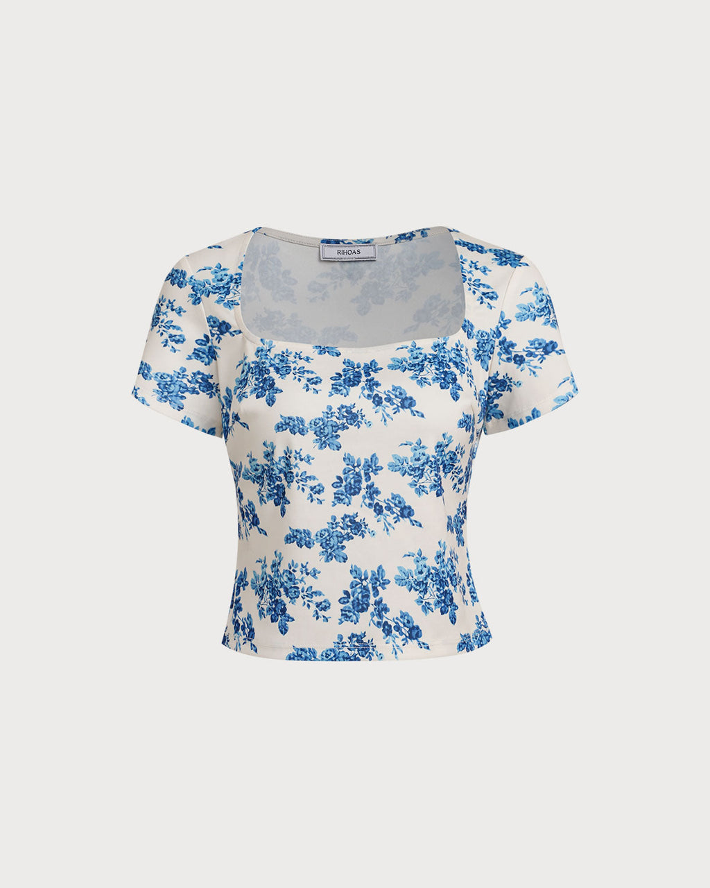 Blue Floral Short Sleeve T-Shirt