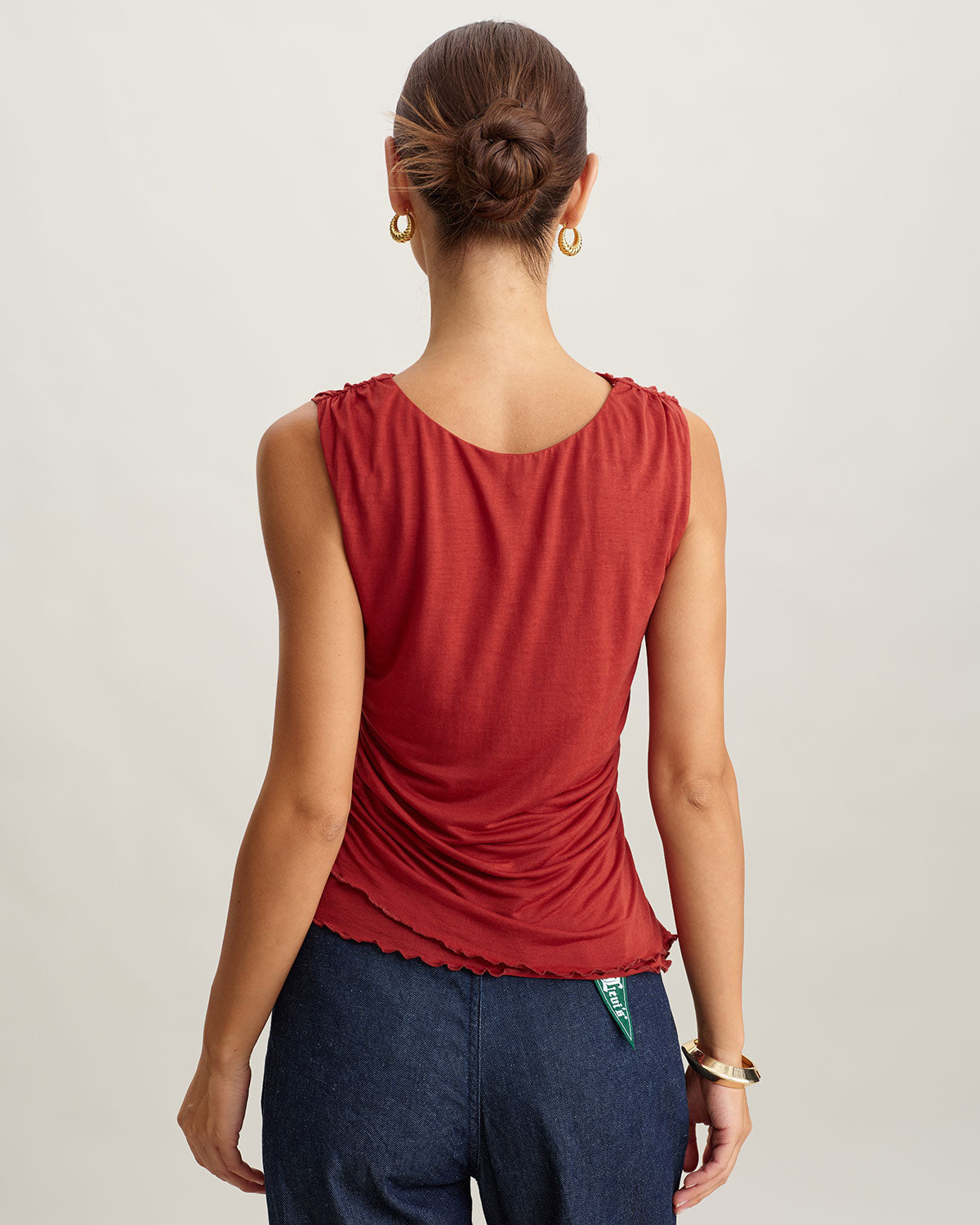 Red Round Neck Cropped Tank Top