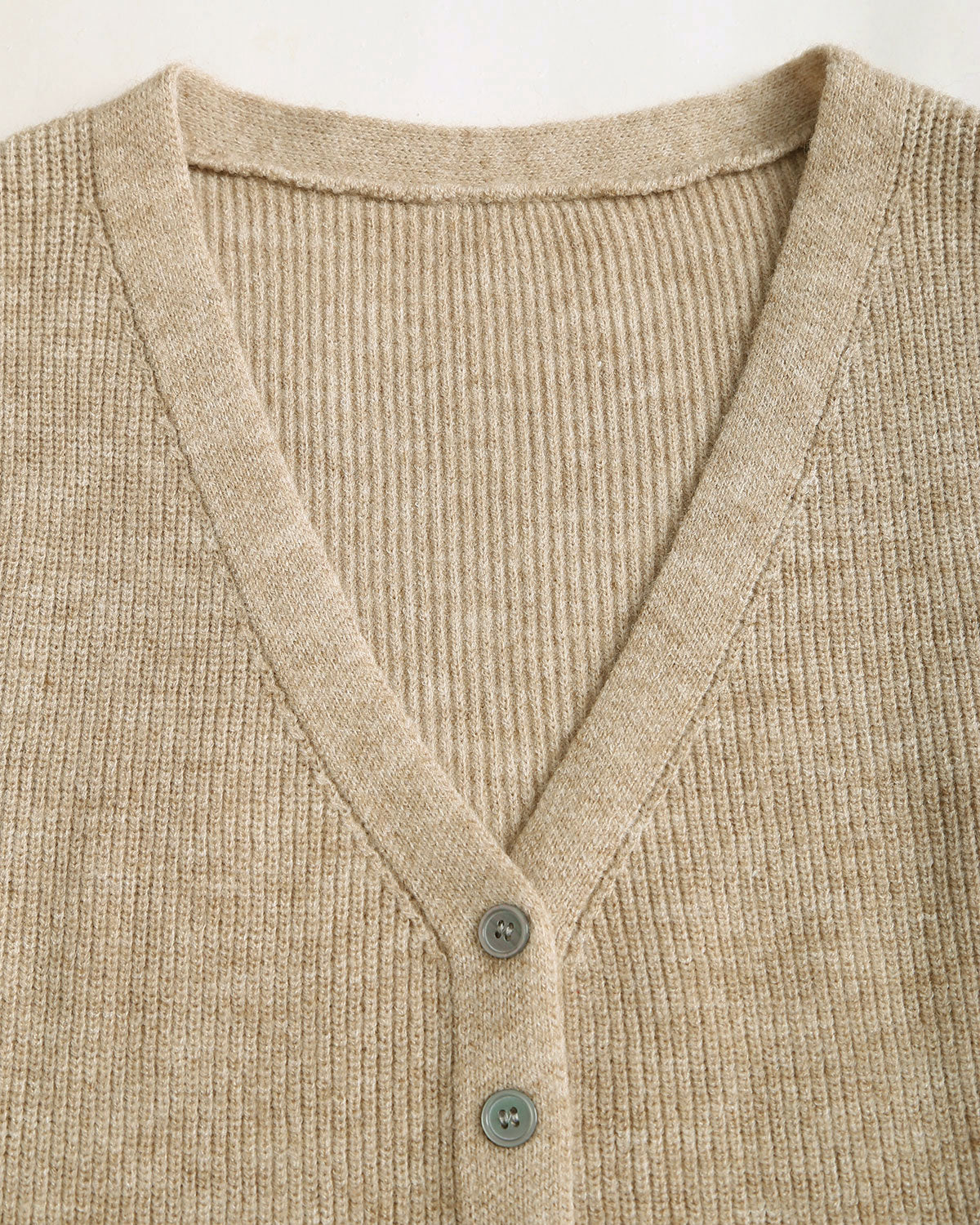 Khaki V Neck Button Knit Cardigan