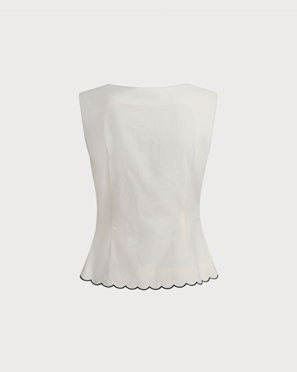 White Round Neck Button Vest