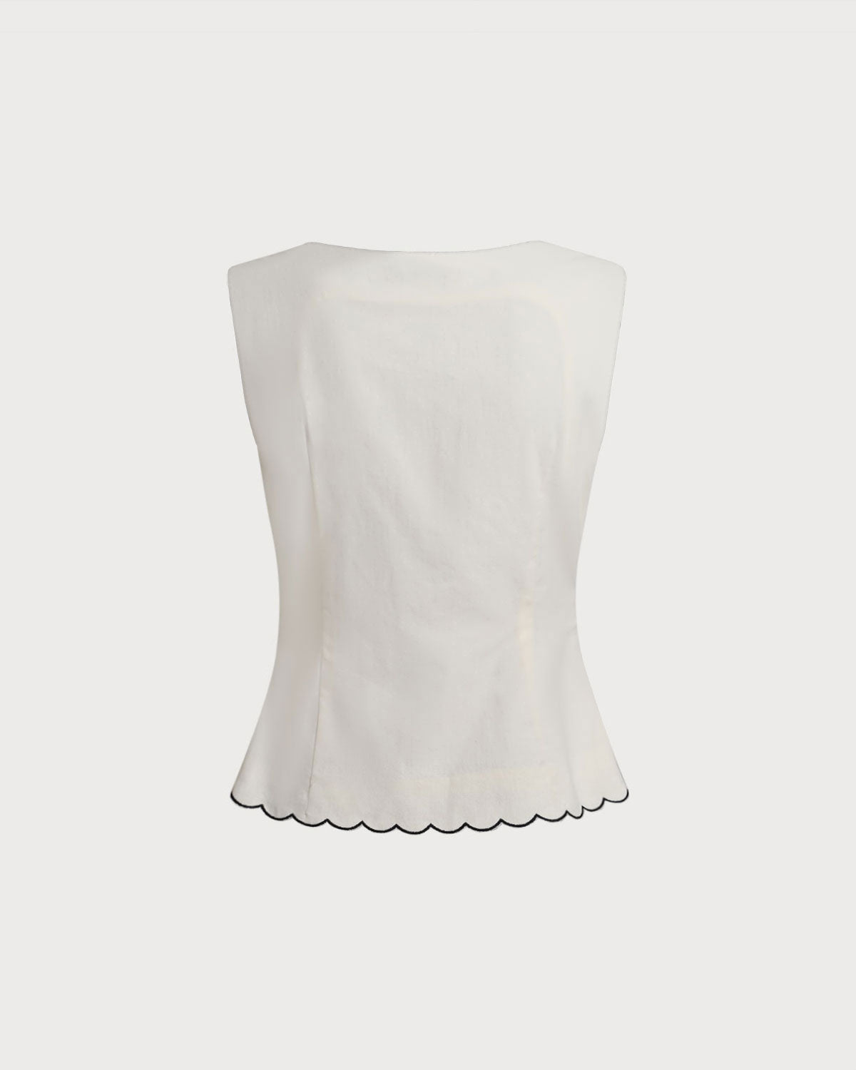 White Round Neck Button Vest