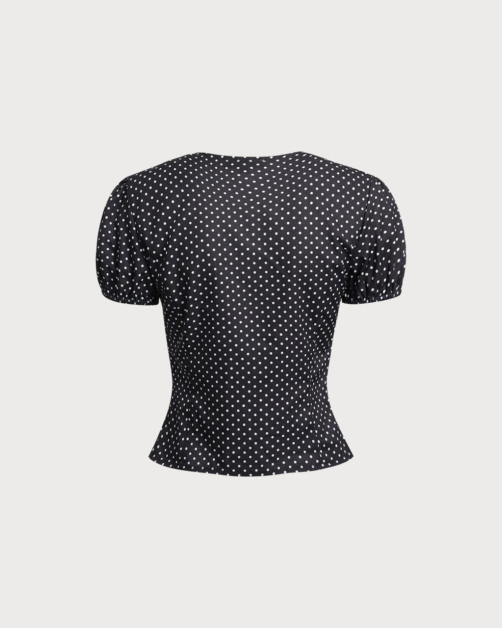 Black Polka Dot Lace Trim Blouse