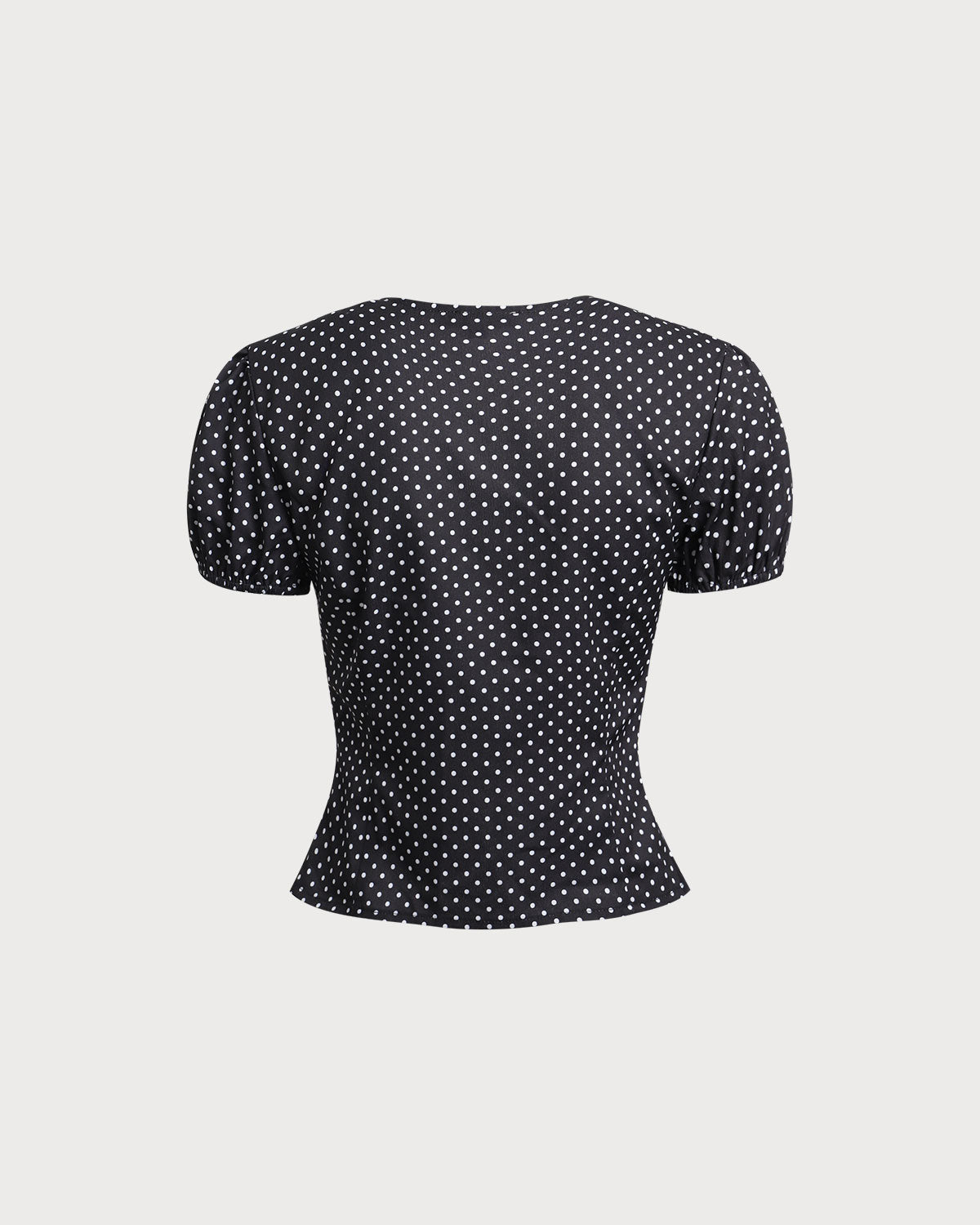 Black Polka Dot Lace Trim Blouse